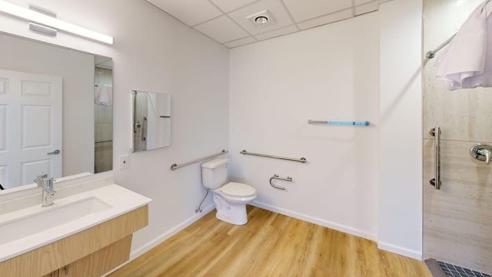 Modern bathroom with accessibility features