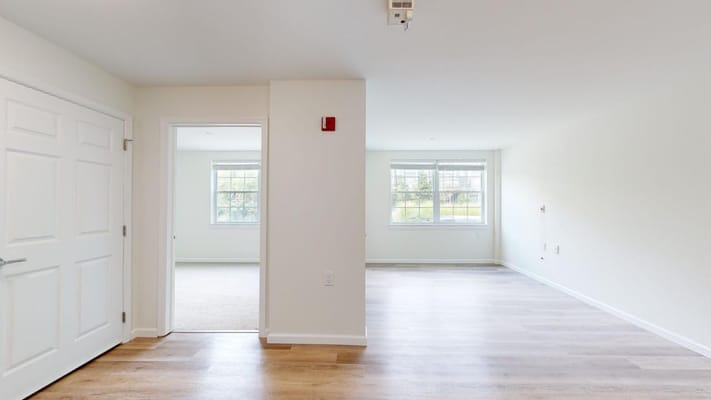 Bright interior living space with large windows