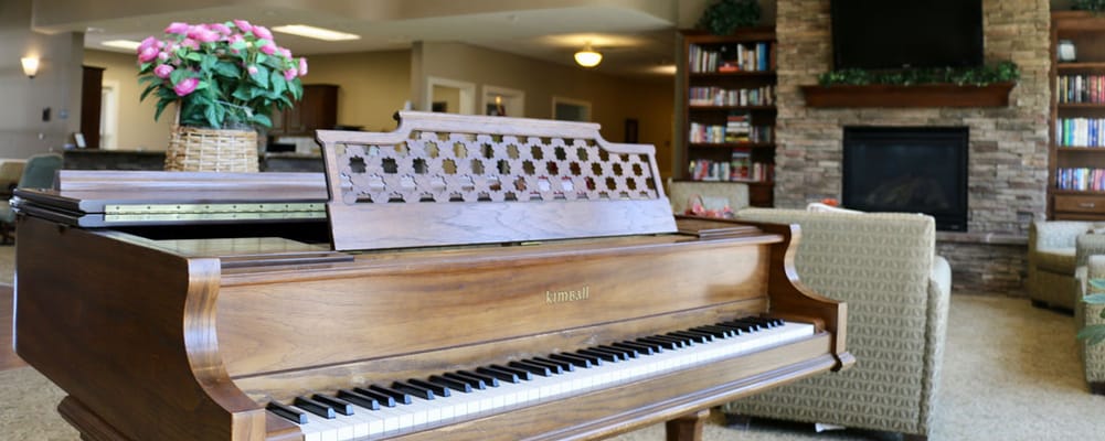 Interior view of a piano in a common area