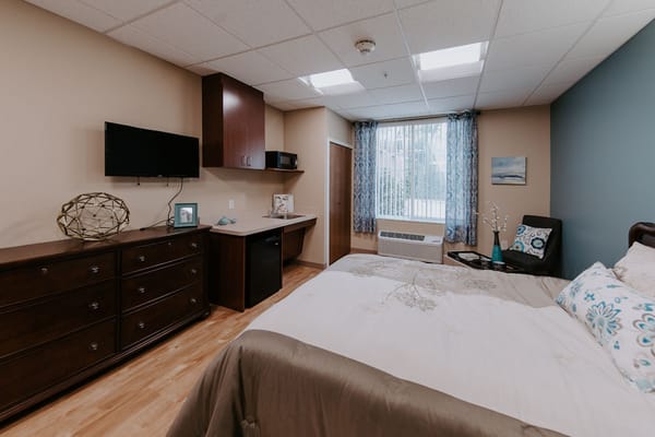 Cozy private resident room in assisted living facility