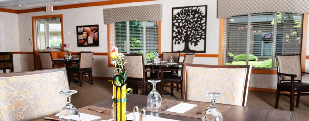 Interior dining area with tables and decor