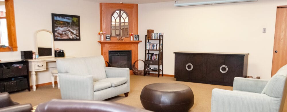 Comfortable common area with seating and decor