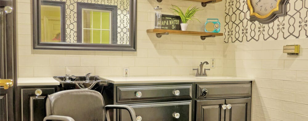 Hair salon area in a senior living facility