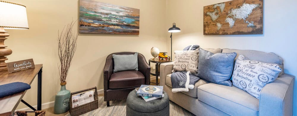 Cozy common area with comfortable seating and decor