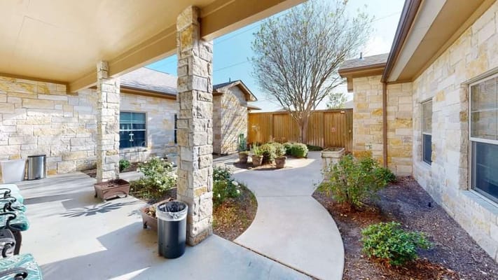 A well-maintained outdoor space with landscaping
