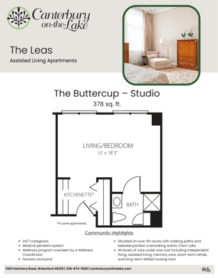 Architectural floor plan for a studio apartment