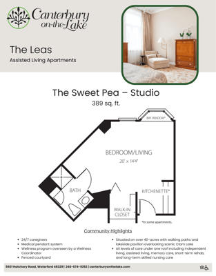 Architectural floor plan of a studio apartment