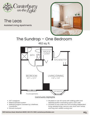 Architectural floor plan of a one-bedroom apartment