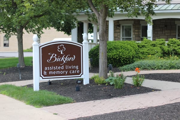 Sign for Bickford assisted living and memory care facility