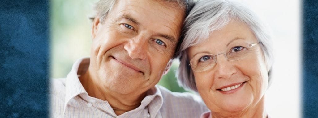 Smiling couple in a warm setting