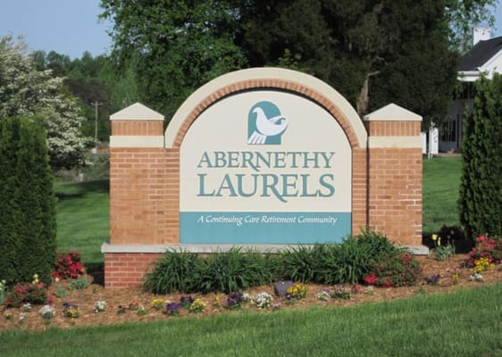 Sign for Abernethy Laurels retirement community