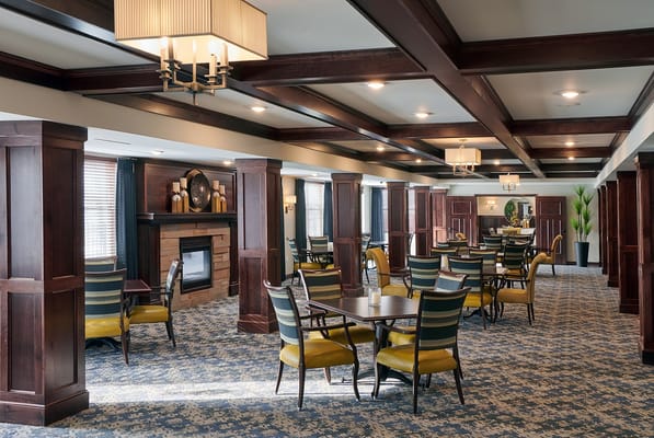 Interior common area with dining tables and seating