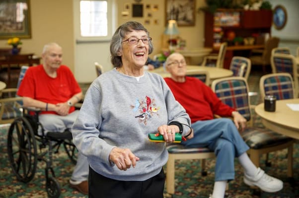 Residents engaging in an activity in a common area