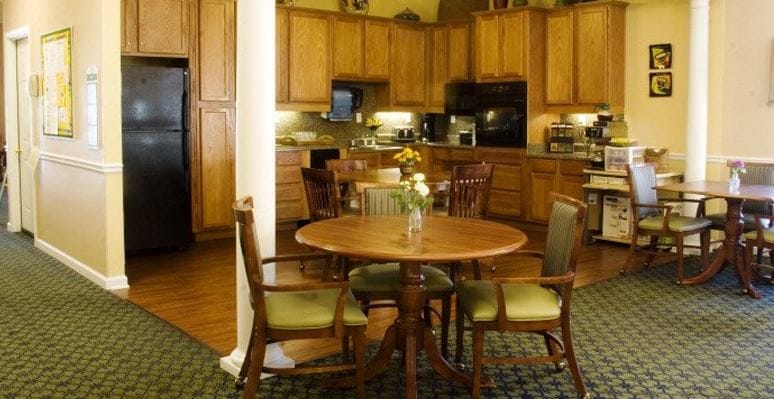 Cozy dining area in a senior living facility