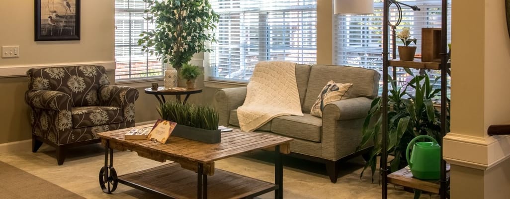 Cozy common area with seating and plants