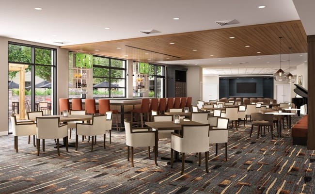 Bright dining area with modern furnishings