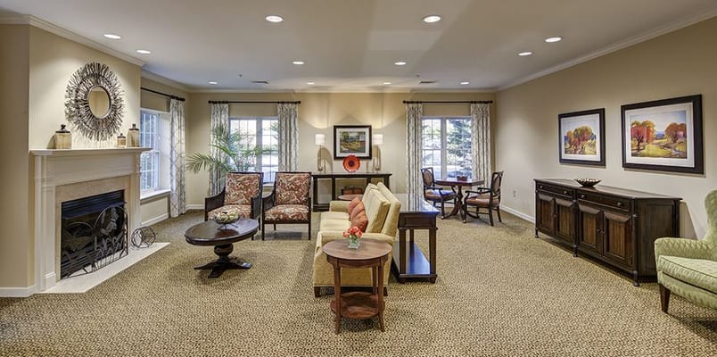 Bright and inviting common area with seating