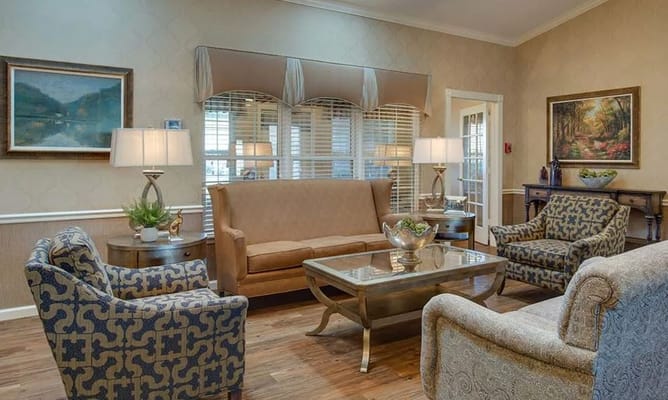 Comfortable seating area with decorative furnishings