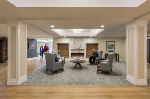 Common area with residents and seating