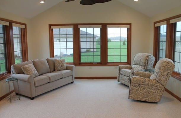 Bright interior room with comfortable seating