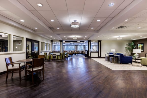 Interior common area with seating and dining space