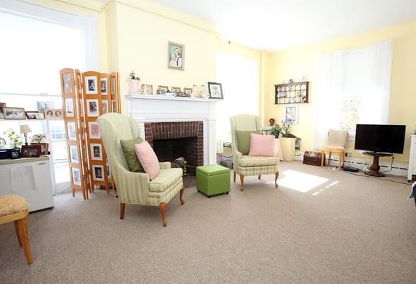 Bright common area with cozy seating