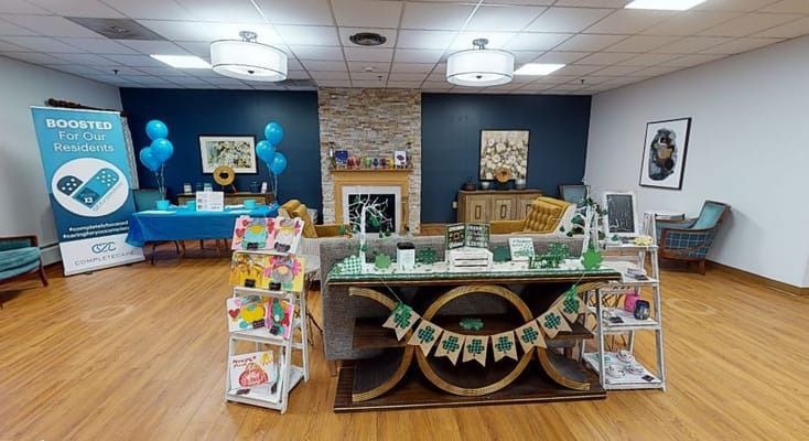 Interior common area decorated for an event