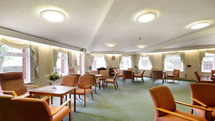 Common seating area with chairs and tables