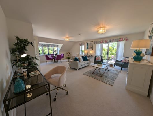 Bright interior lounge area in a retirement village