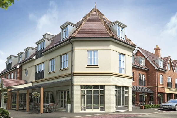 Exterior view of a senior living facility building