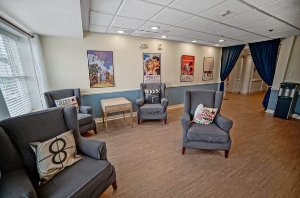 Comfortable seating area in a vibrant common space