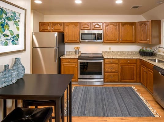 Well-equipped kitchen area in a senior living facility
