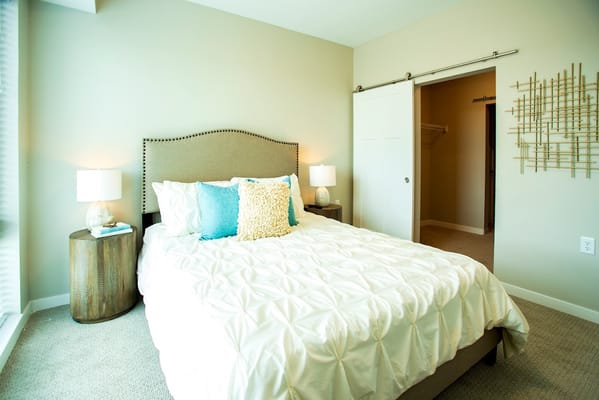 Cozy interior of a private resident room with a bed