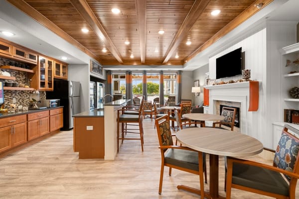 Bright interior of a common area with seating