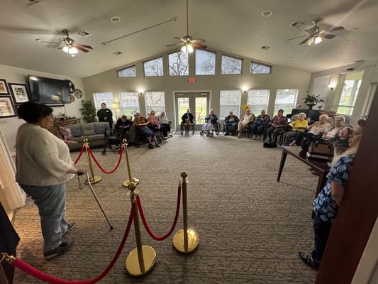 Residents gathered in a common area for an event