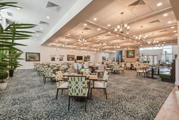 Bright dining area with elegant seating and decor