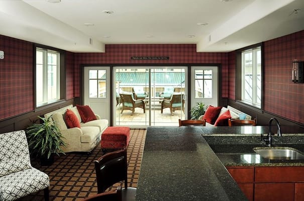 Common area with seating and outdoor view