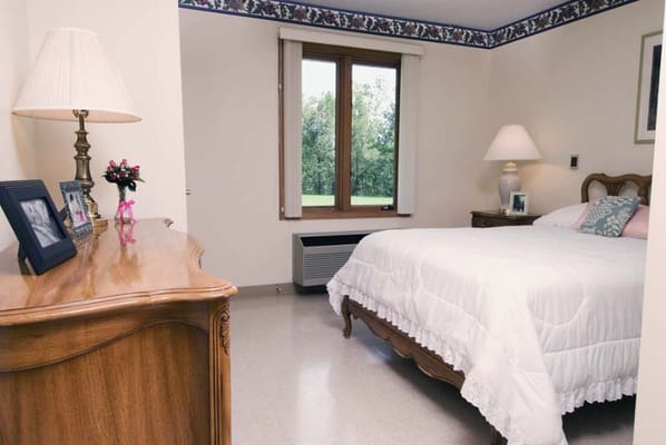 Cozy bedroom in a senior living facility