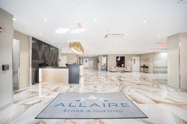 Interior lobby of Allaire Rehab and Nursing facility