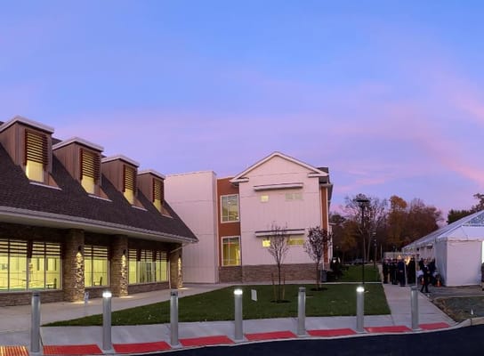 Exterior view of a senior facility during an event