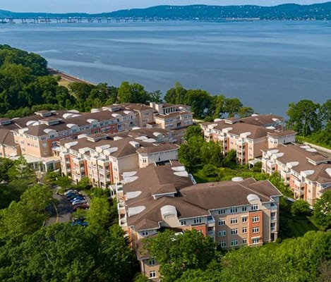Aerial view of the Kendal On Hudson facility by the river