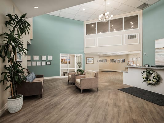 Bright interior of a welcoming lobby space