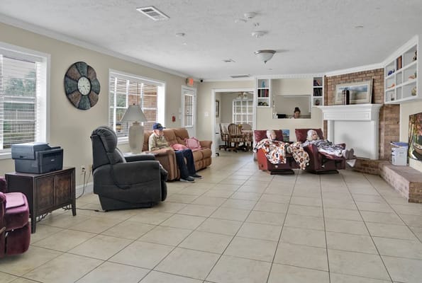 Residents relaxing in a common area