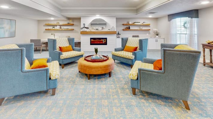 Comfortable common area with seating and decor