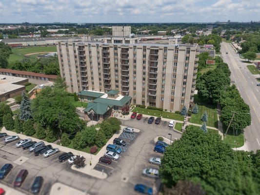 Aerial view of the Maple Heights Senior Living building