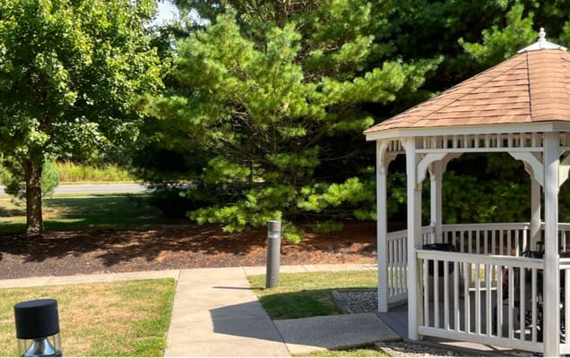 Gazebo in a landscaped outdoor area