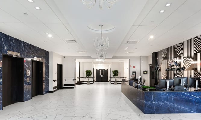 Bright and modern reception area of the facility