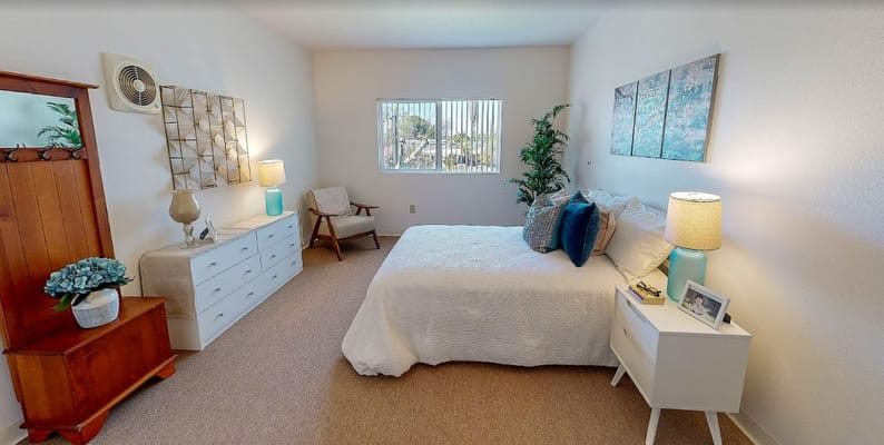 Bright and welcoming resident room with natural light