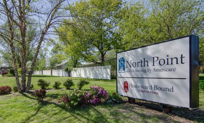 Signage for North Point nursing facility with landscaping