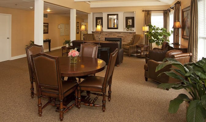 Comfortable living room with a dining table and seating area